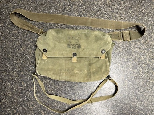 WWII US Army Lightweight Service M-6 Gas Mask Bag Salty WW2 Military Canvas
