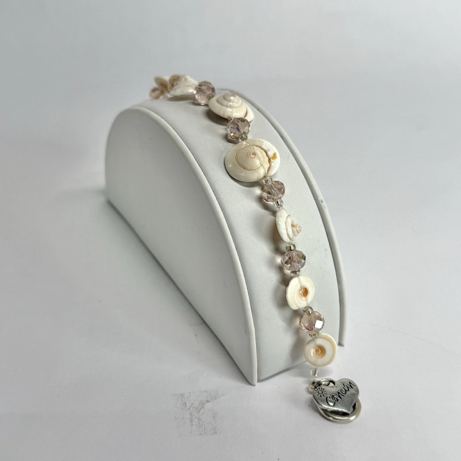 Elegant Natural Sea Shells Cancun Silver Tone Vintage Bracelet Jewelry Br209