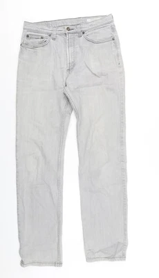 Marks and Spencer Mens Grey Cotton Straight Jeans Size 30 in L33 in Regular Zip - Image 1 of 4