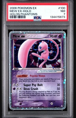 2006 POKEMON EX HOLON PHANTOMS #100 MEW EX-HOLO PSA 7 SWIRL