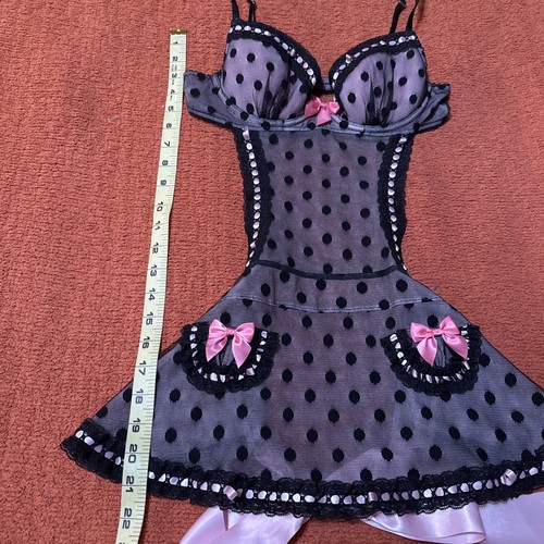 NWT Victoria Secret Sexy Little Things Pink&black French Maid Apron Size 34B - Picture 7 of 9