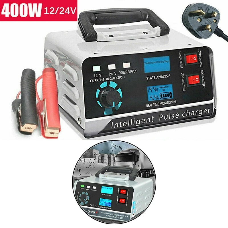 Heavy Duty Smart Car Battery Charger Automatic Pulse Repair Trickle 12V/24V LCD - Image 2 of 4