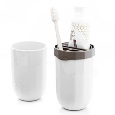 Travel Toothbrush Cup Case, Portable Plastic Holder Case Containers with Cove...