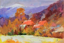 Plein air painting Original art Impressionism Oil on canvas by S. Chernyakovsky