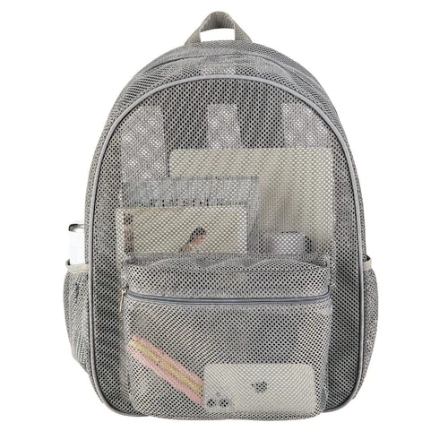 Mochila escolar de malla transparente resistente transparente para estudiantes hombres mujeres - Imagen 16 de 26