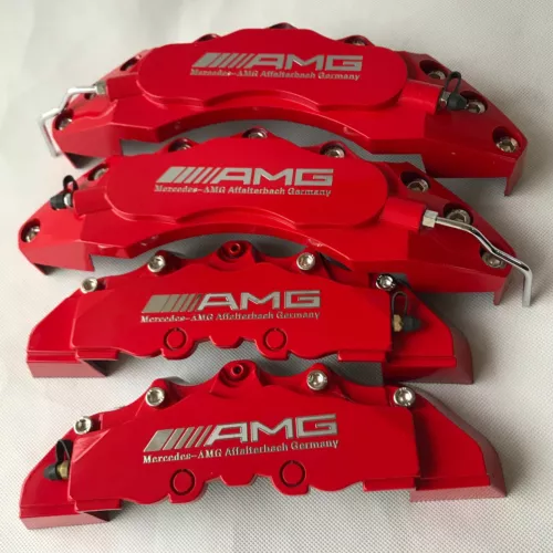 Red AMG Silver Logo Car Disc Brake Caliper Covers Front &Rear for Benz E280 E350 - Picture 13 of 14