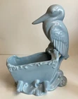 VTG Haeger Pottery Baby Blue Pelican Stork Bird Sitting on Perch Planter 10"
