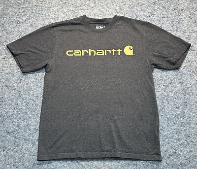 Carhartt Tee Shirt Men s Medium Gray Loose Fit Spellout Logo Outdoor Workwear