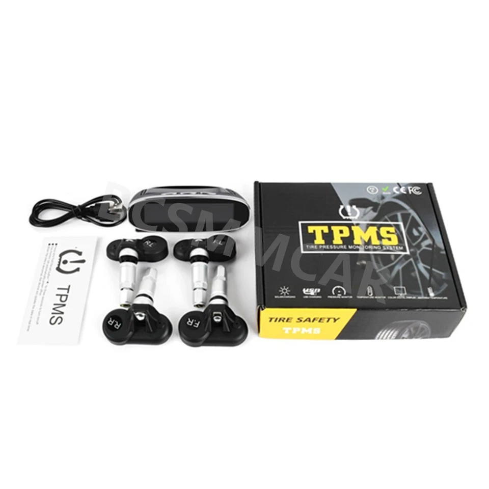 Wireless Solar TPMS LCD Car Tire Pressure Monitoring System W/4 Internal Sensors - Image 3 of 4