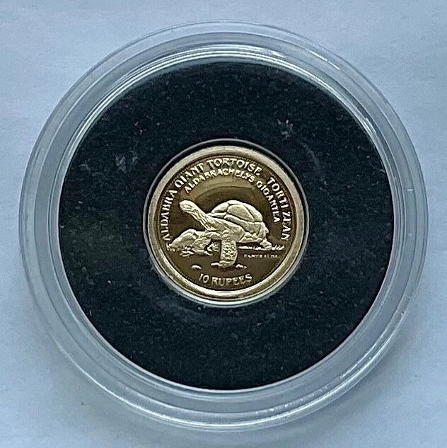 2014 Seychelles Gold Coin Sea Turtle Giant Tortoise Fauna Proof Wildlife Rupees - Image 3 of 4