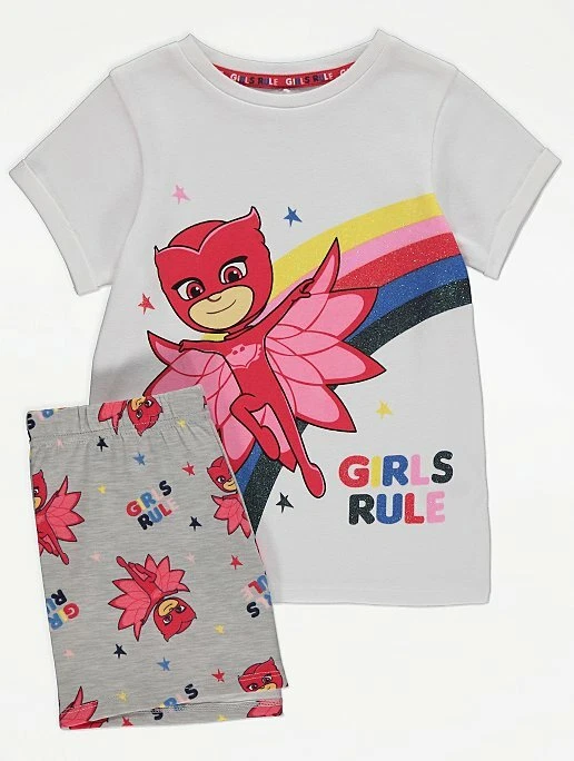 PJ Glitter Girls Rule Slogan Short Pyjamas 100% Years | eBay