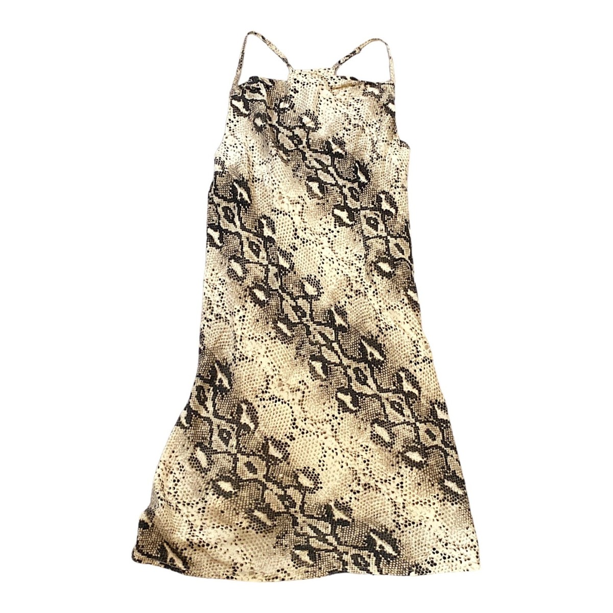 snakeskin halter dress DO+BE Halter Dress Womens Small White Black Multicolor Snakeskin Print