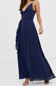 asos design cami wrap maxi dress with tie waist