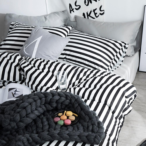 Striped Queen Duvet Cover Set 3Pcs Black and White Bedding Sets Farmhouse Queen - Picture 5 of 7