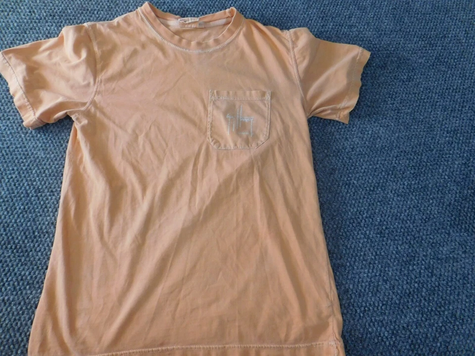 Guy Harvey Mens Shirt Small Peach logo fish classic fit beach - Image 2 of 4