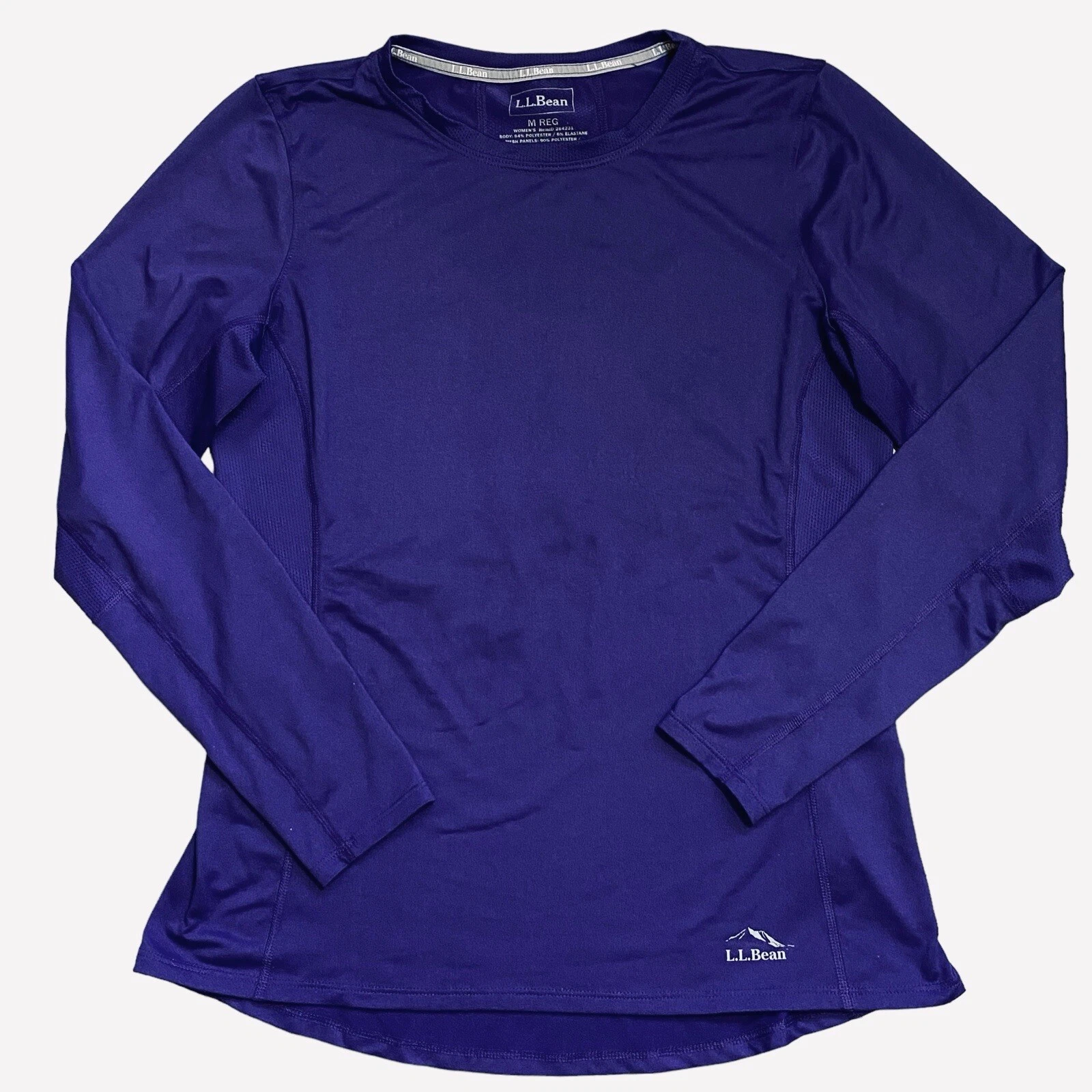L.L. Bean Long Sleeve Active Base Layer Top Mesh Panels Purple Women’s Size M