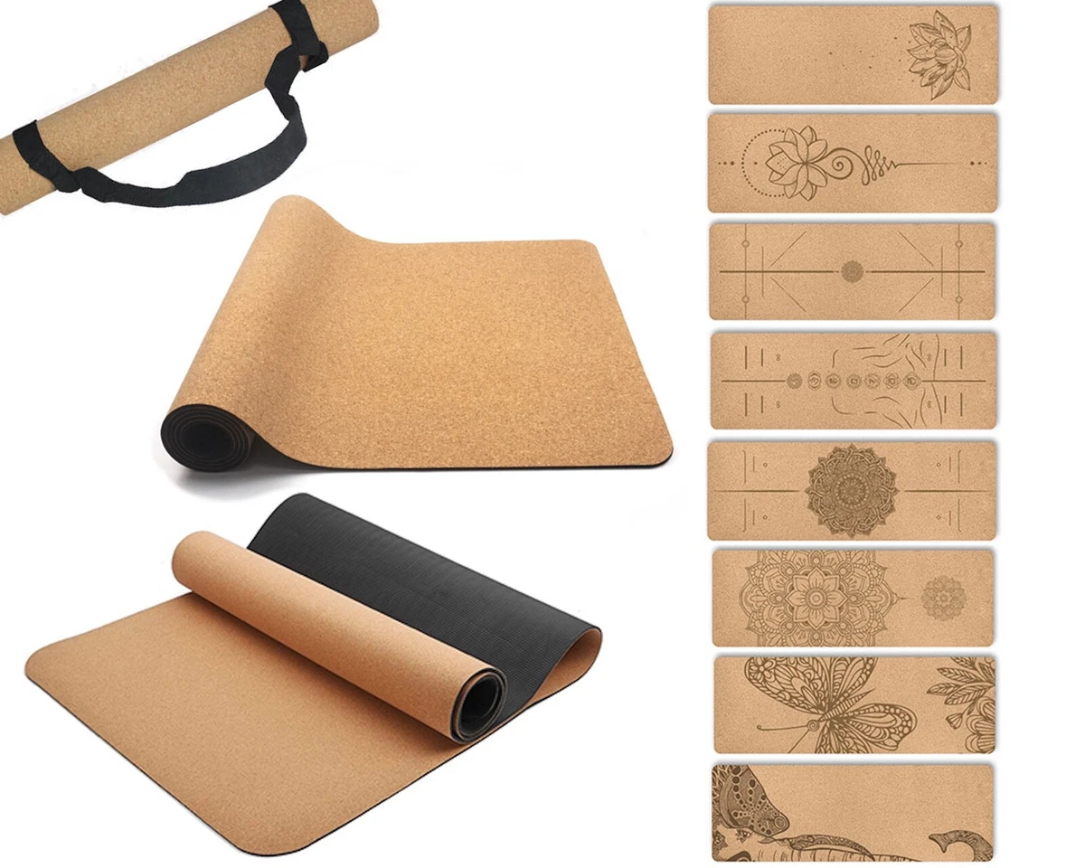 Natural Cork Yoga Mat, Thick Eco Friendly Organic Non Slip Mat for Hot Yoga  5mm