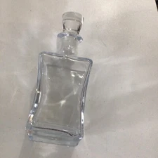 Courvoisier Cognac Square Clear Decanter Bottle w/ Glass Stopper Classic Logo 8"