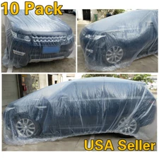 10 Pack Clear Plastic Disposable Car Cover Temporary Universal Garage Rain Dust