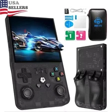 R36Pro MAX Retro Handheld Video Game Console IPS Screen BLACK w/ Carrying Case