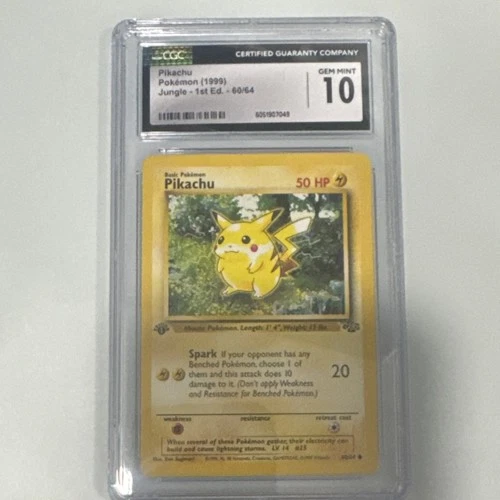 Pokémon CGC 10 Pikachu Jungle 1st Edition 1999 Card 60/64 Regular