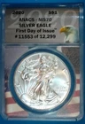 2020 U.S. SILVER AMERICAN EAGLE - KM#273 - IST DAY OF ISSUE - ANACS SLABBED-MS70