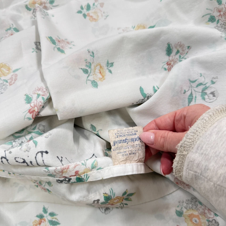 vintage springmaid flat sheet yellow floral blend percale usa y2k 90s - Image 2 of 4