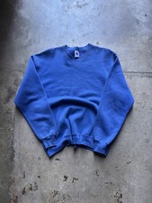 Vintage 1990s Russell Athletic Blank Blue Crewneck Sweatshirt Made In USA Sz L