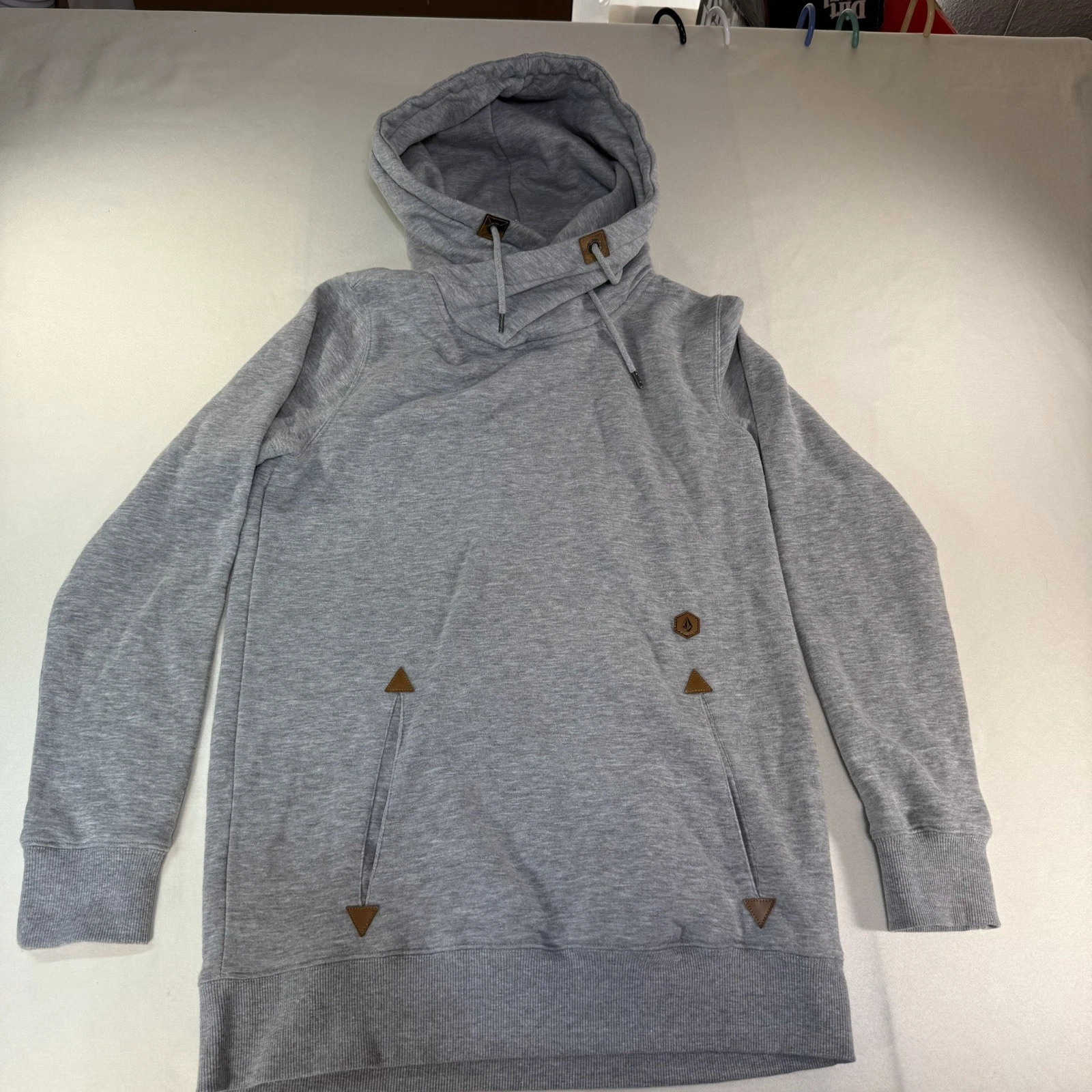 Volcom Long Tall Tower Pullover Fleece Hoodie Gray Heather Women's Small