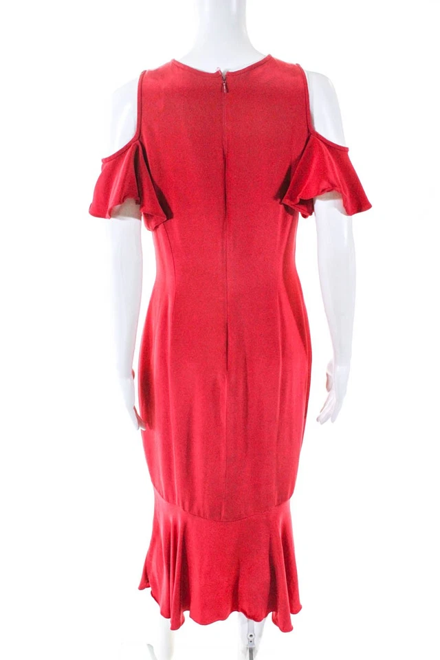 Vestido Theia Mujer Geranio Volantes Rojo Seda Talla 8 11309213 Foto 3 de 4