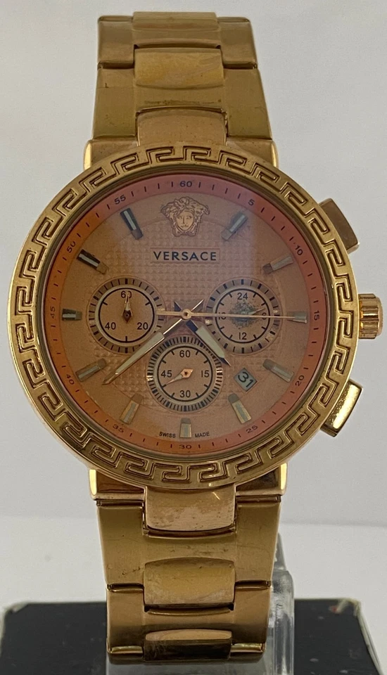 Reloj de cuarzo para hombre Versace Greca de lujo restaurado cronógrafo enchapado en oro rosa Foto 2 de 4