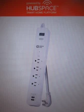 CE 3 ft. 4-Outlet White Surge Protector Smart with USB Powered by Hubspace