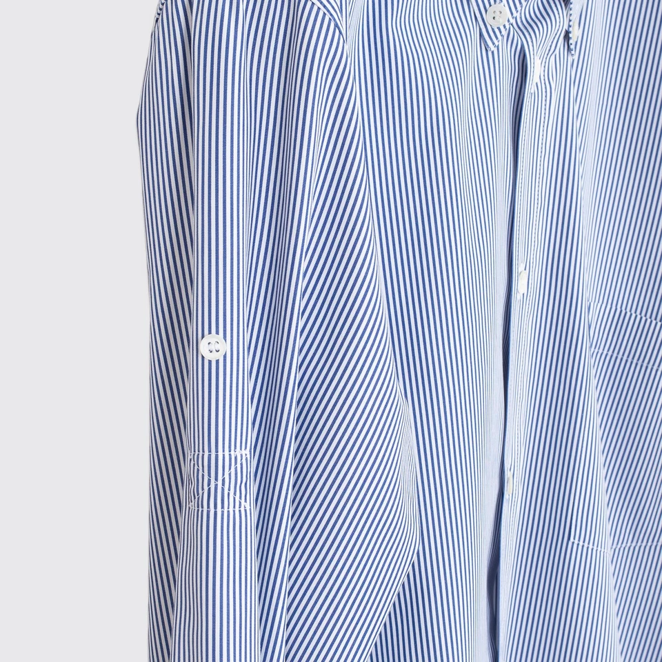 Alexander McQueen Shirt Size EU50 Blue Striped Cotton Button Down with Pocket - Image 2 of 4