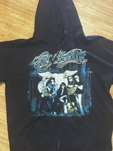 Aerosmith "Group Photo" Full Zip Hoodie Official Adult Mens Black New M,L,XL - Picture 3 of 4