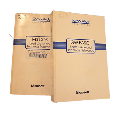 VTG. SET OF 2 CompuAdd MICROSOFT GW-BASIC & MS-DOS USER'S GUIDES 1988-1989 BOOKS