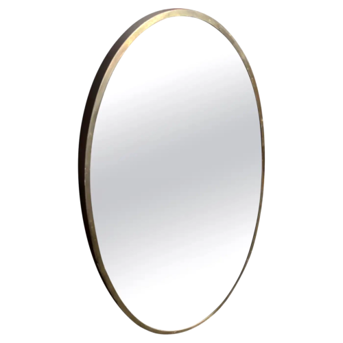 1950s Gio Ponti Style Mitte des Jahrhunderts Modern Brass Oval Wall Mirror - Bild 1 von 11
