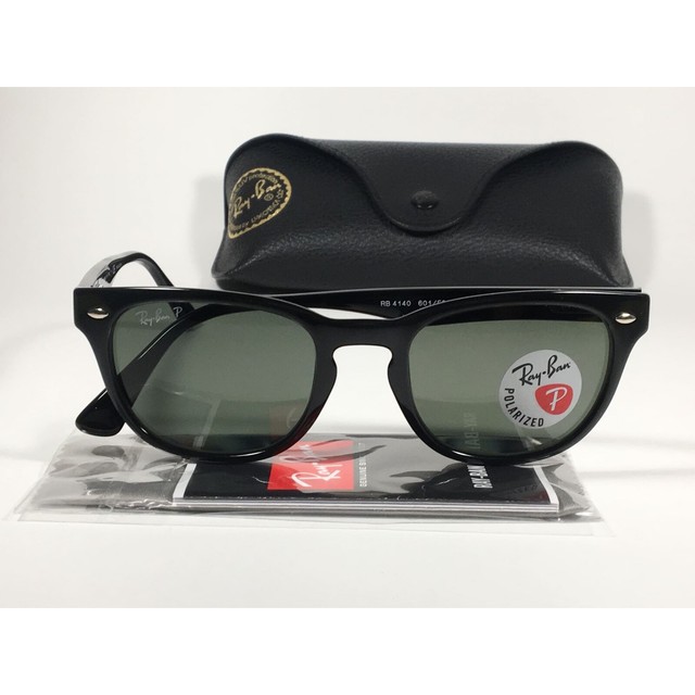 Ray-Ban RB4140 Wayfarer Sunglasses - Black/Polarized Green for sale 