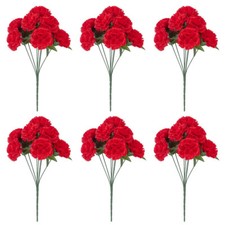 Bulk Package of 6 Red Artificial Carnation 15" Bushes