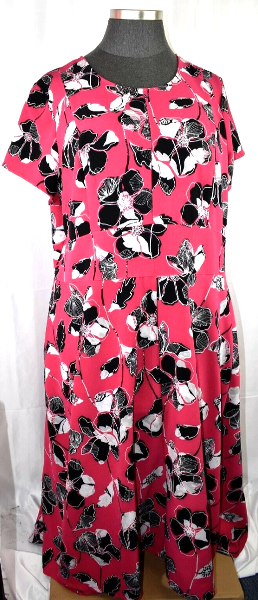 lane bryant pink floral dress Black and Pink Floral Wrap Dress Size 14 New with