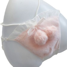 Japanese Lolita Ruffles Briefs Underwear Knickers Faux Fur Pom Ball
