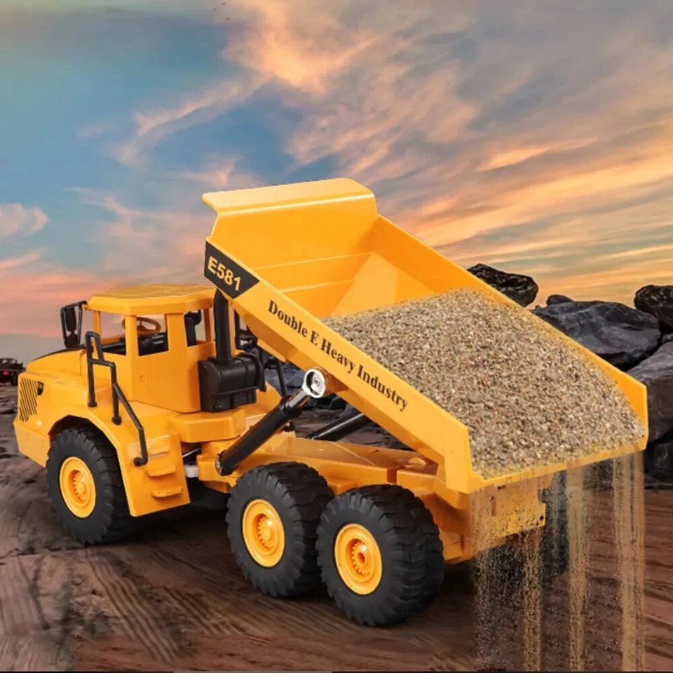 Carro de controle remoto 4WD 2.4G 6 canais caminhão basculante engenheiro construção carga despejo controle remoto - Imagem 3 de 4