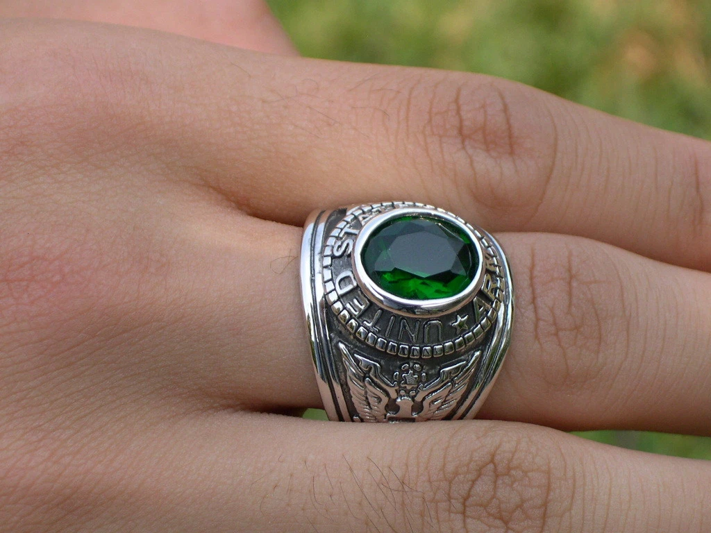 12X10 mm United States Army Military Green Emerald May Birthstone