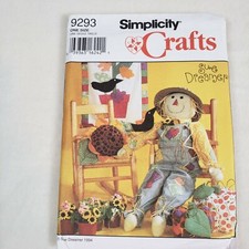 Simplicity 9293 Scarecrow Pumpkin Sunflower Pillow Sewing Craft Pattern Uncut