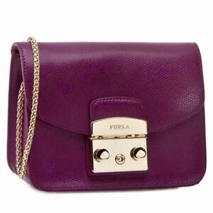 Nuovo Con Etichette Furla Metropolis Ares In Pelle Mini Borsa Tracolla Color Melanzana 7933 Ebay