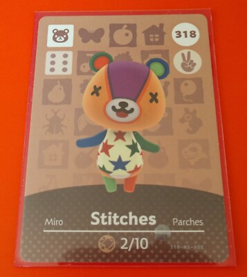 Stitches Amiibo Card #318 Animal Crossing New Horizons Never