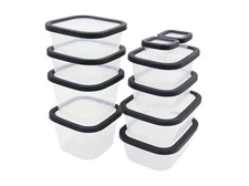Mainstays Plastic Durable Food Storage Container Set, Gray, 20 Pieces food-safe