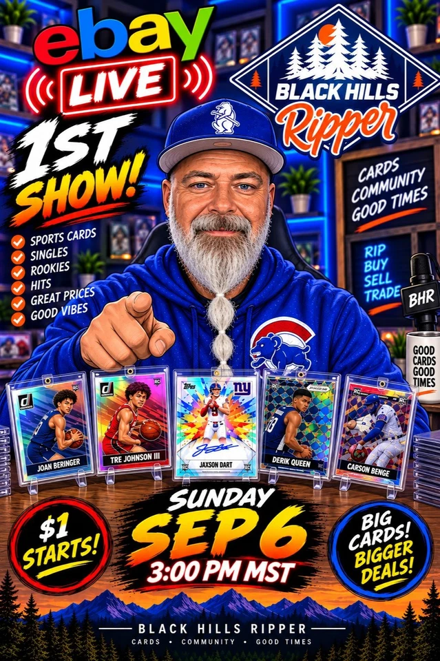 FIRST EBAY LIVE SHOW! $1 Starts Sports Single Mixers!