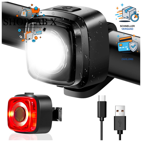 Fahrradlicht Set Stvzo USB-C Blendfrei Vorne RüCklicht IPX5 Sicherheitsschutz-image