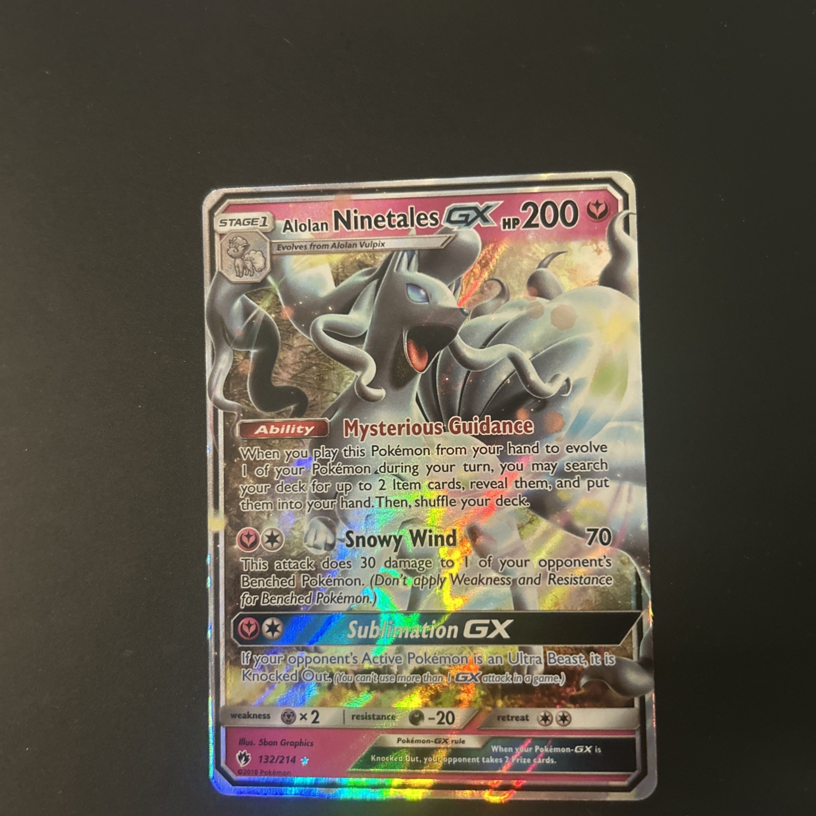 Alolan Ninetales GX Ultra Rare Lost Thunder 132/214 English Pokémon Card