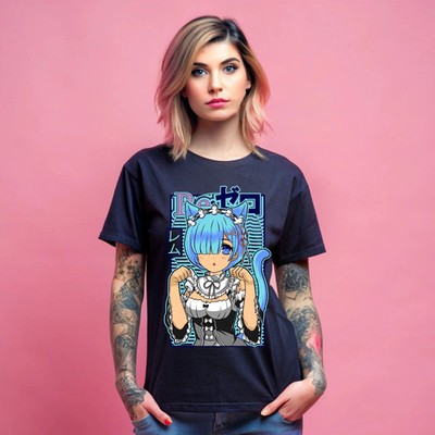 Anime Rem Re Zero Subaru Black T Shirt